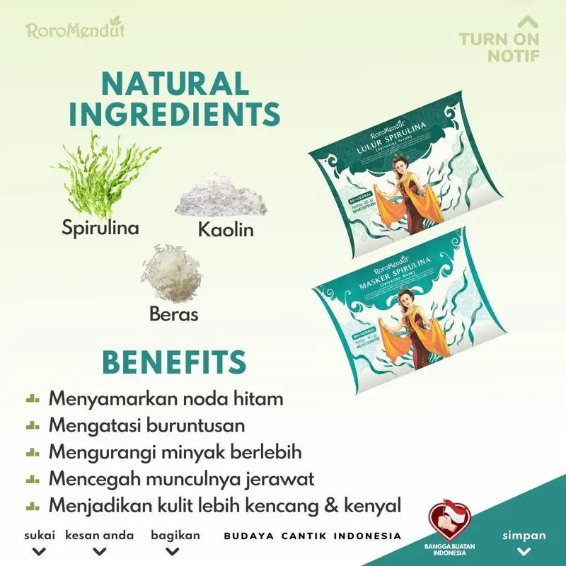 Roro Mendut Lulur Masker Spirulina Untuk Wajah Bruntusan 2