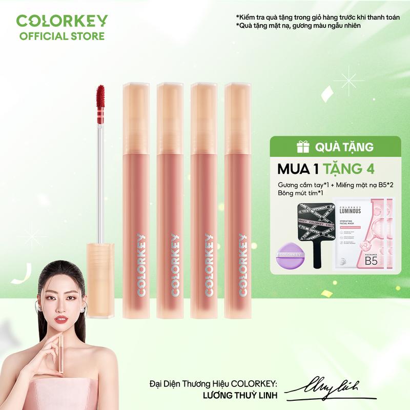 Set 4 thỏi son COLORKEY Watery Tint Không Dính Cốc 1.8g màu R300 O302 P307 & O308