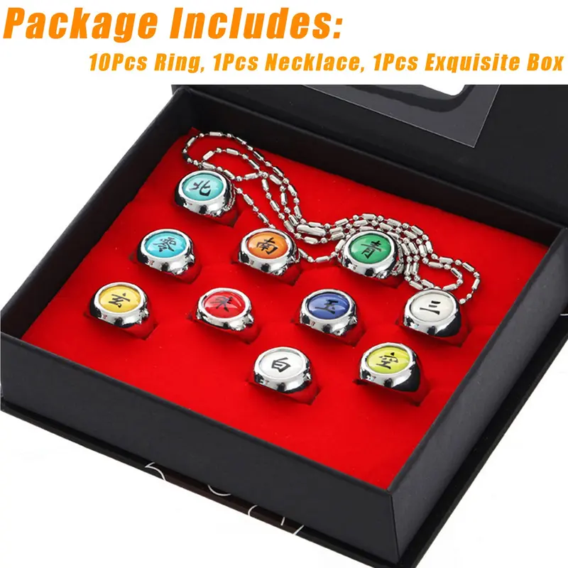 Isi 10 Cicin Cincin Akatsuki Naruto Cincin Itachi Style Adjustable Party Accessories Anime Ring Jewelry Akatsuki Cosplay Ring Creative Gift 3