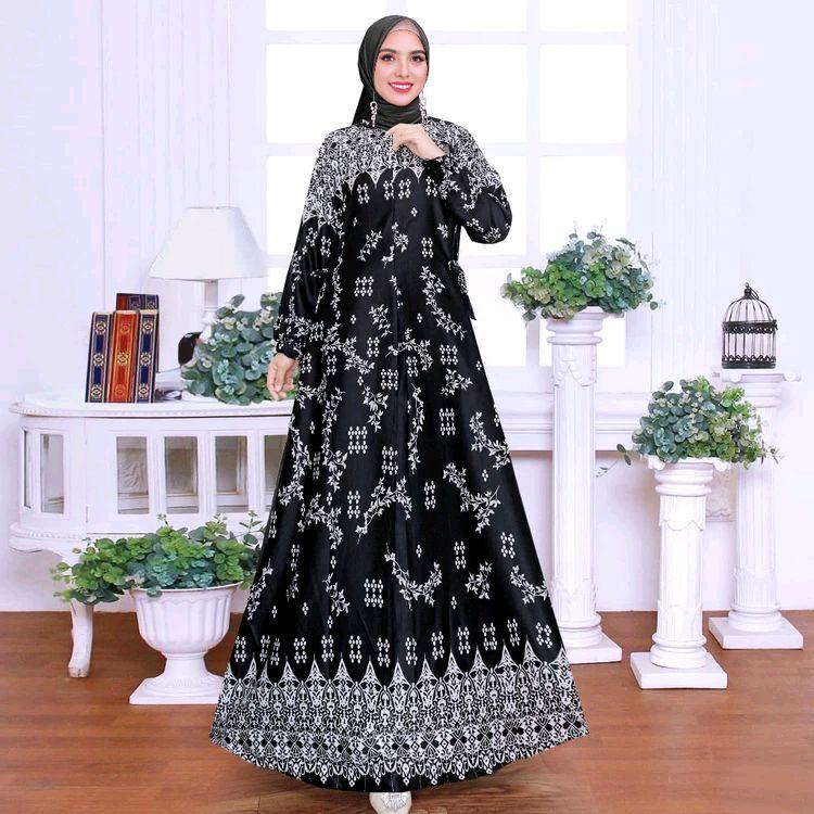 Gamis Silk Premium Pakaian muslimah Motif Terbaru Dress Silky Fashion Muslim Wanita baju syar'i mewah syari style Dewasa Remaja 7