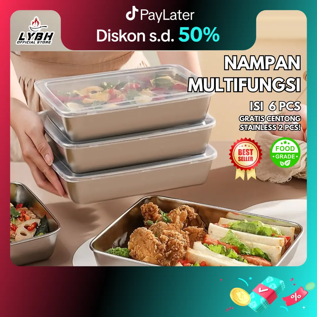 “COD”(nampan sus)Food Box lsi6pcs - Food Container/ piring persegi piring sayur rebus piring leher bebek bagian bawah datar piring kukus tebal piring serbaguna rak loyang anti lengket kotak wadah makanancocokuntukoven/piring persegi tebal/Pakar/Steel