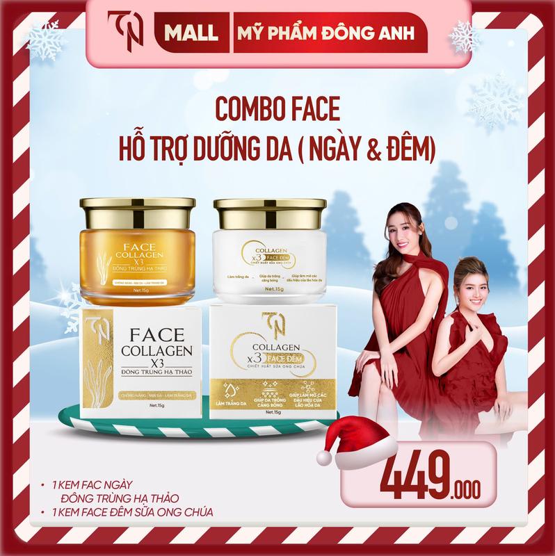  COMBO FACE 2SP FACE NGÀY ĐÔNG TRÙNG HẠ THẢO & FACE ĐÊM SỮA ONG CHÚA HỖ TRỢ DƯỠNG DA NGÀY ĐÊM MỸ PHẨM ĐÔNG ANH x3 