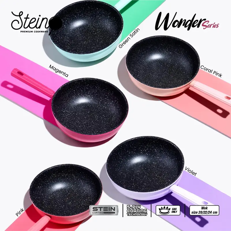 [STEIN X KOKO PANCI] STEIN Wonder Series Wok Pan Green Satin - Wajan Penggorengan 24cm (Stein 5 Layers Coating) 1