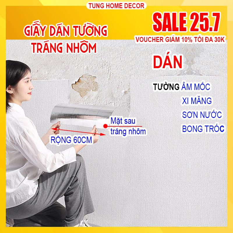 Giấy dán tường tráng nhôm che phủ hiệu quả, dán tường phòng khách phòng. Khổ rộng 60cm dán bàn học , dán tủ