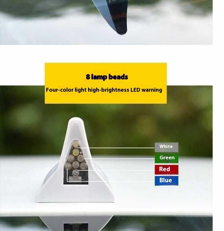 Product Introduction of Car solar flashing light decoration shark fin antenna anti rear end collision roof light LED tail wing modification warning light 3