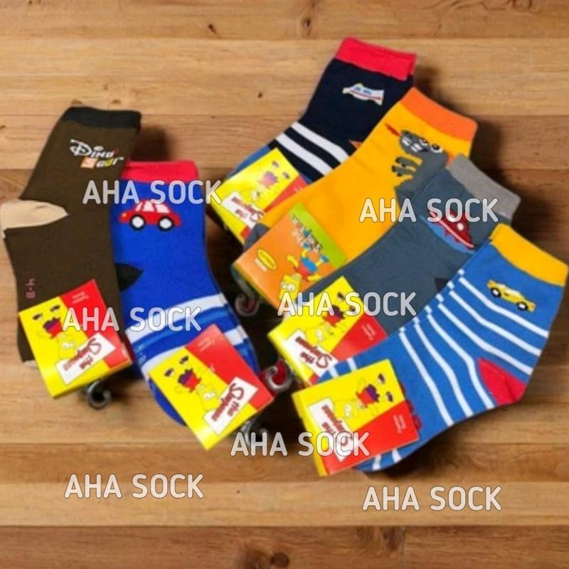 Paket [12 Pasang] Kaos Kaki Cowok Cewek Motif Gambar Dino Mobil Mobilan Karakter Anak Anak 1 - 8 Tahun Bahan Spandex Poliester | Kaus Kaki Fashion Sock Anak Laki Laki Perempuan 3