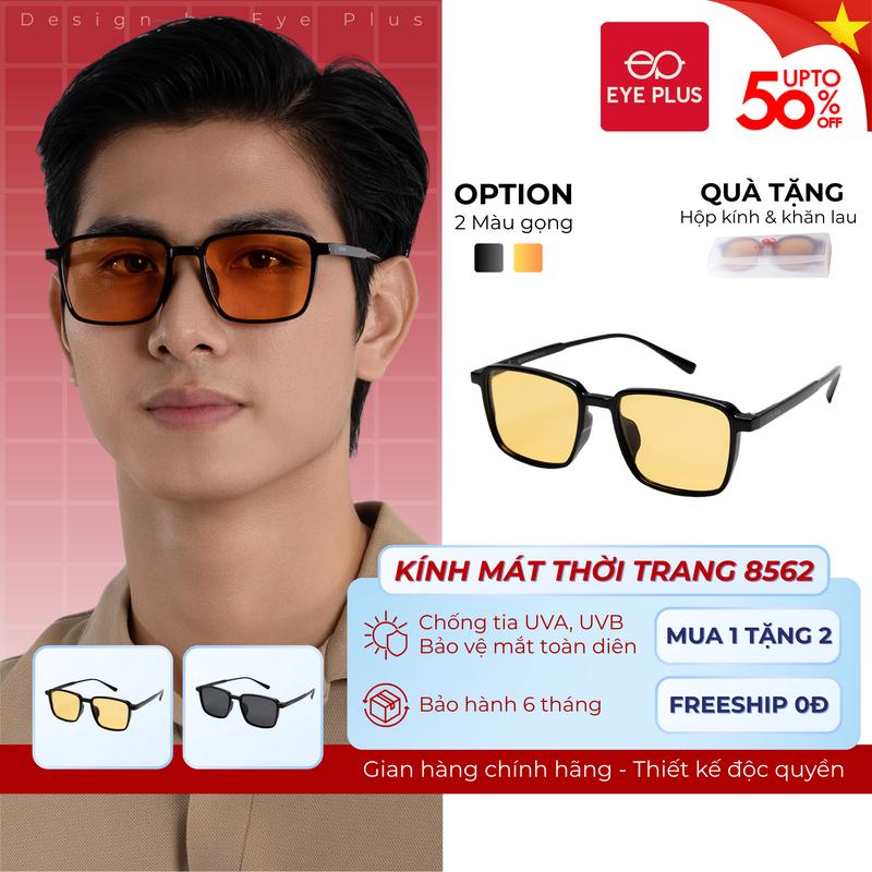 Kính Mát Đi Du Lịch Thời Trang Nam Nữ Eye Plus 8562 Gọng Kính Râm Nhựa TR90 Mềm Dẻo, Mắt Kính Chống Lóa Polaroid và UV400, Kính Mắt Kiểu Dáng Thời Trang Phù Hợp Nhiều Dáng Mặt