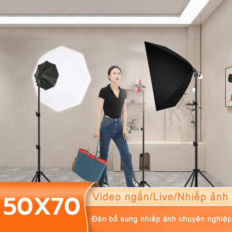  đèn livestream Bộ Đèn Chụp Studio Đèn softbox studio 50x70 150w 85w cung cấp ánh sáng -livestream-decor phòng đèn softbox livestream 