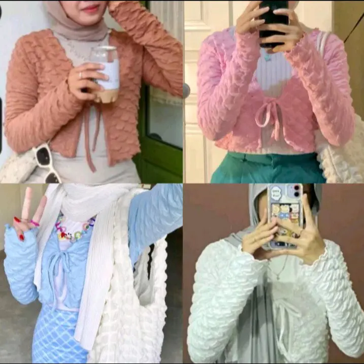 ALL GRACIA BUBBLE CARDIGAN CROP | OUTER WANITA CROP