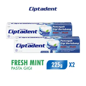 CIPTADENT Pasta Gigi Maxi 12 Plush Fresh Mint 225 gr x2