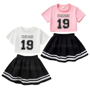 Alarasshop Setelan Anak Kaos Crop Top Dan Rok Anak Perempuan Chicago Bestseller Dengan Desain Sporty Dan Nyaman