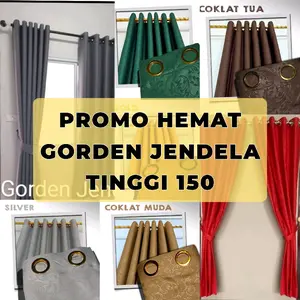 PROMO AMBYAR GORDEN JENDELA PENDEK POLOS EMBOS MINIMALIS TINGGI 150 CM Curtain