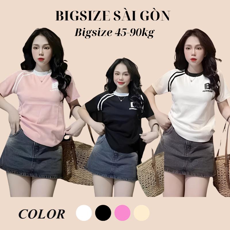 Áo Thun Nữ Cổ Tròn tay Ngắn In Hình Vải Thun Gân Tăm Cao Cấp Thanh Lịch Bigsize 45–90kg Béo Xinh Shop - A.1609