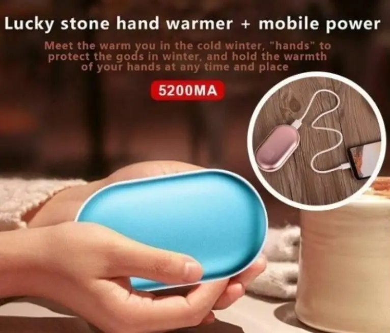 Portable Mini Hand Warmer 2 In 1 USB Rechargeable Cobblestone Pocket Mobile Power Bank