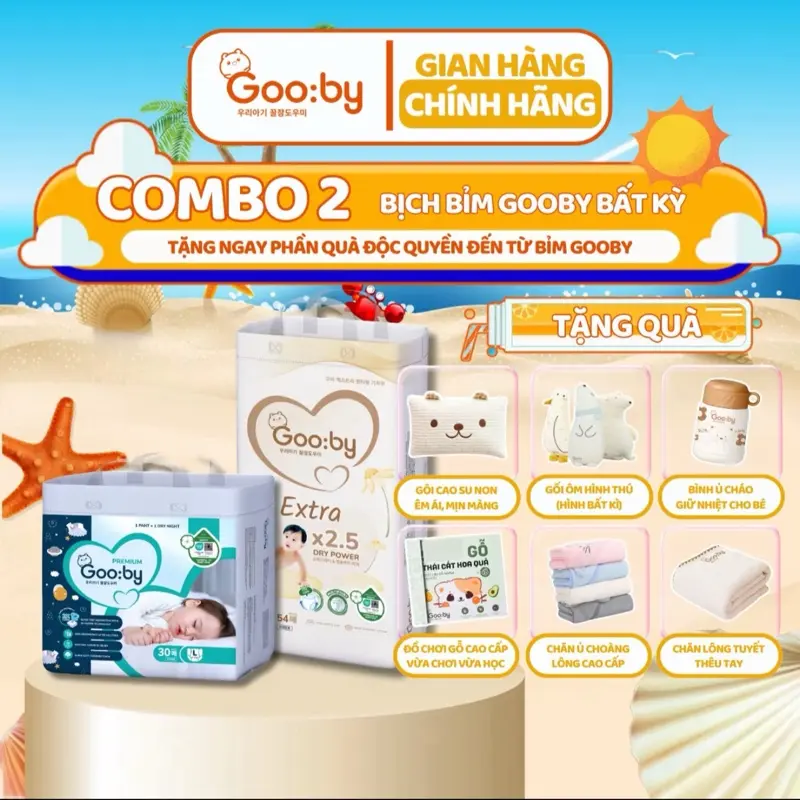 [Combo 2] Bỉm Đêm Tã,Bỉm Gooby Extra mềm mại,an toàn,thấm hút size NB/S/S-M/M/L/XL/XXL/XXXL cho bé Sơ Sinh-35kg +có quà tặng bim chobe tã  quần 0
