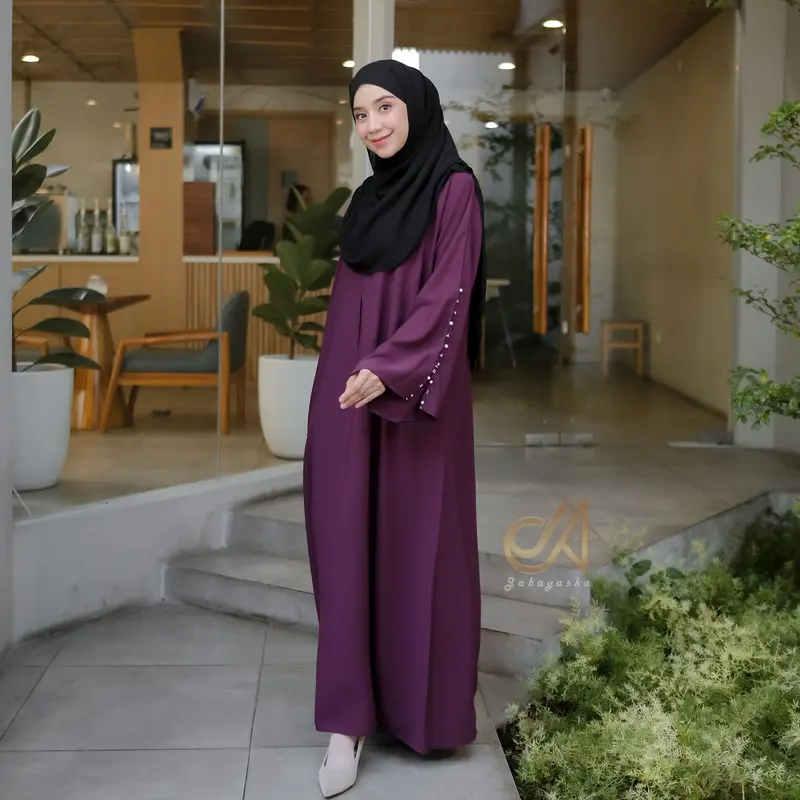 Jabayaska - Mazaya Abaya Forzaleta Gamis Lebaran Dress Hitam Muslim Simple Basic Arab Tangan Mewah Casual Wanita Lembut Dewasa Syari Kaftan Putih Umroh Remaja Turki 6