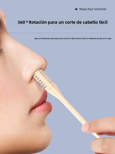 (Envío Rápido) Recortador de Vello Nasal 2 en 1, Cuchilla de Doble Filo Mejorada, removedor giratorio 360°, para Hombres y Mujeres, Incluye Cepillo de Limpieza - Pack de 3 Unidades (Color Crema)