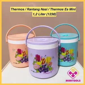 ￼THERMOS NASI / RANTANG NASI 1,2 Liter / Thermos Batu Es / Green Leaf 1238