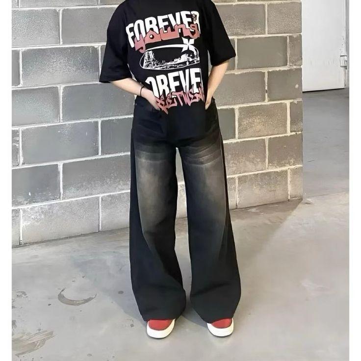 (UNISEX) Celana Jeans Baggy Gombrong Cowok Cewek Highwaist Kulot Jeans Pria Wanita Loose Retro Celana Jeans Panjang Denim Cowok Cewek Santai non Stretch Wide Leg Jeans Hitam Keren (UNISEX) Celana Jeans Baggy Gombrong Cowok Cewek Highwaist Kulot Jeans Pria Wanita Loose Retro Celana Jeans Panjang Denim Cowok Cewek Santai non Stretch Wide Leg Jeans Hitam Keren