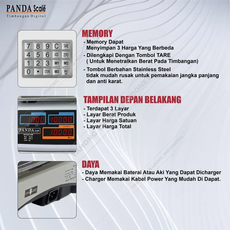 Timbangan 40kg Timbangan Digital Buah Laundry Ikan Ayam Daging Meja ACS 40 kg 40B PANDA SCALE 2
