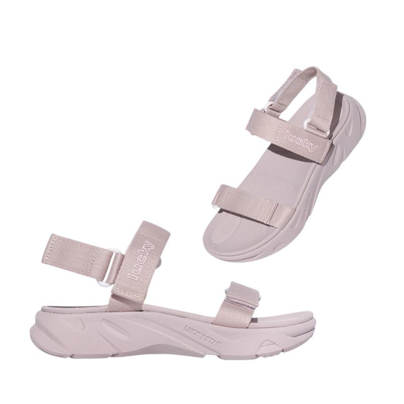 Giày Sandal Nữ Đế Bằng Lucky QB13 Ver.1 Thời Trang Êm Ái Màu Nâu Nhạt 1