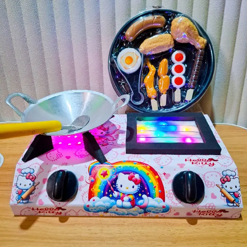Kompor Mainan masak masakan Anak Lampu LED bisa nyala hidup Hello Kitty Mini 2 Tungku dengan Wajan, Sutil & Kitchen Set untuk Kreativitas dan Pembelajaran - Toys 2