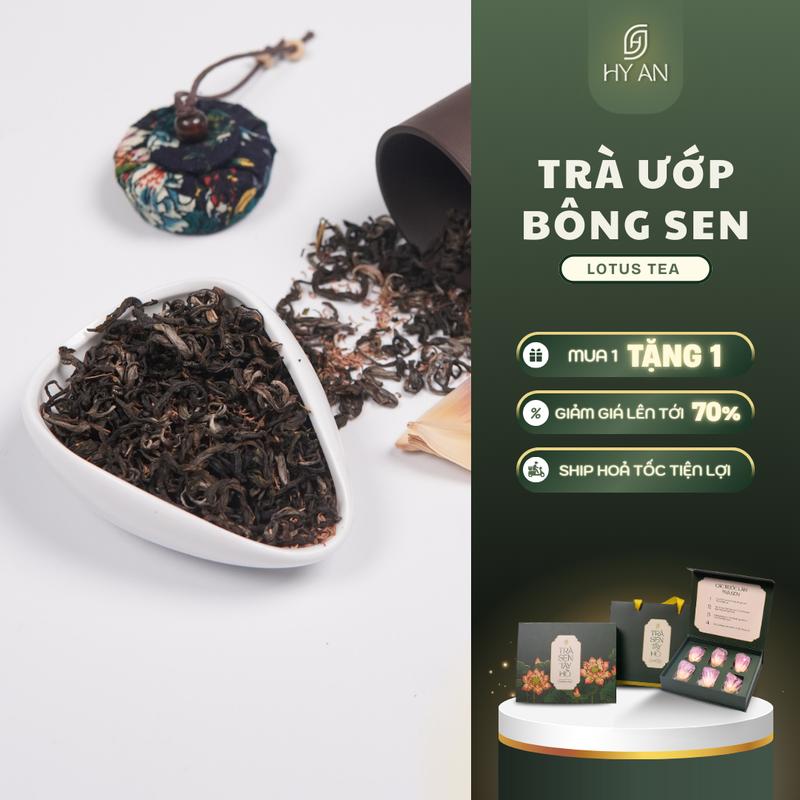 Hy An - Trà Ướp Bông Sen Tây Hồ Thượng Hạng - Quà Biếu Cao Cấp - Loại Hộp Gồm 6 Bông Nước Trà Thơm Ngon Đến Từ Hy An Chè Chua Tea Tra Trà Xanh Hữu Cơ Hộp Trà Tết