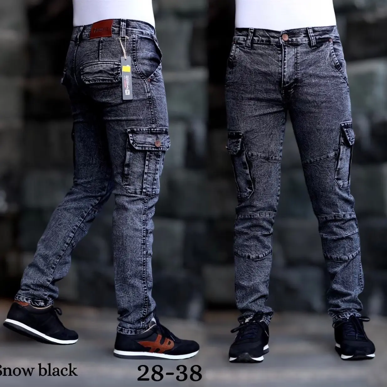 Celana Cargo Jeans Pria Premium Denim Handame Slimfit Streacth Keren Panjang Kargo Polos Distro Nyaman Santai Cowok