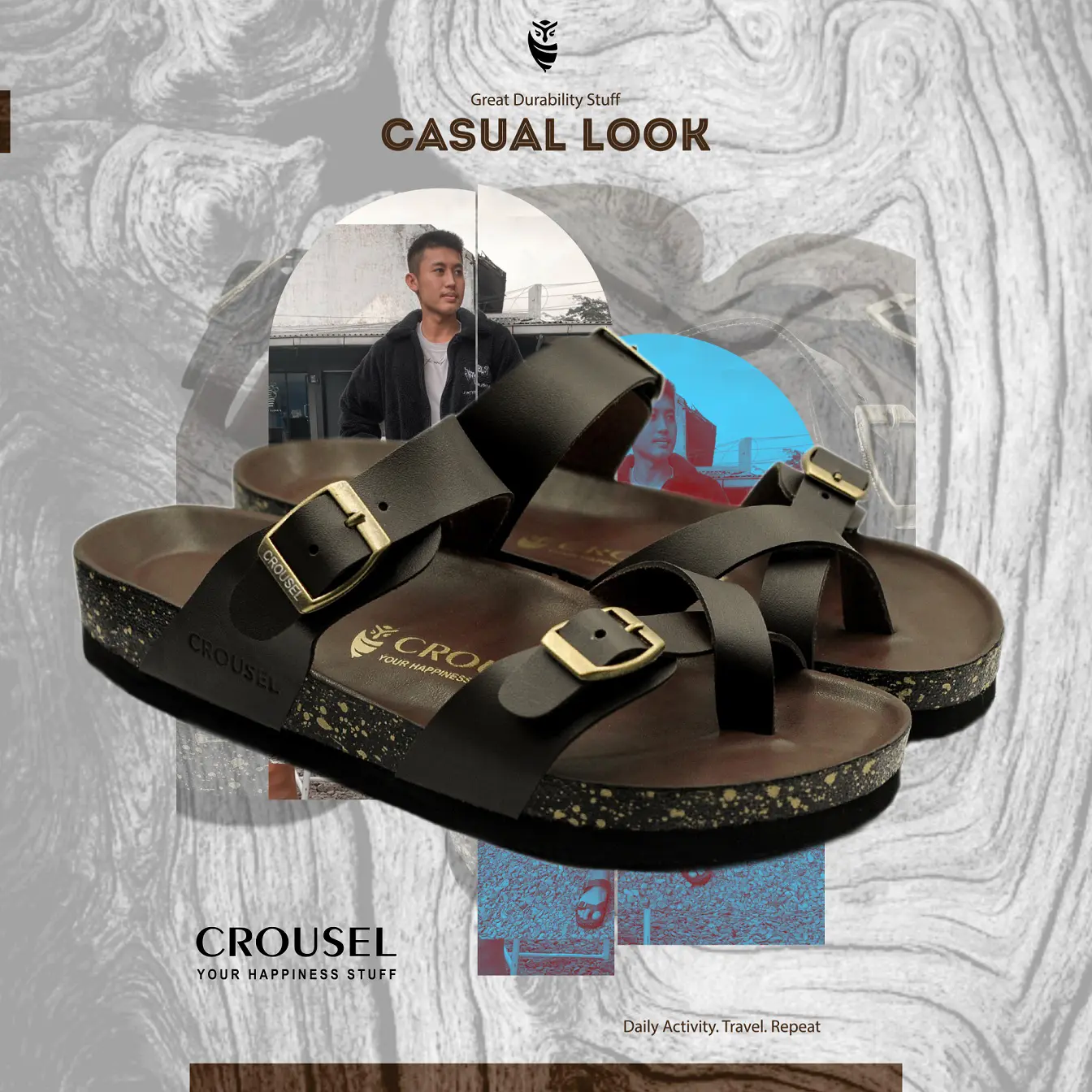 Crousel Sandal slide \ Unisex - Invoker Brown