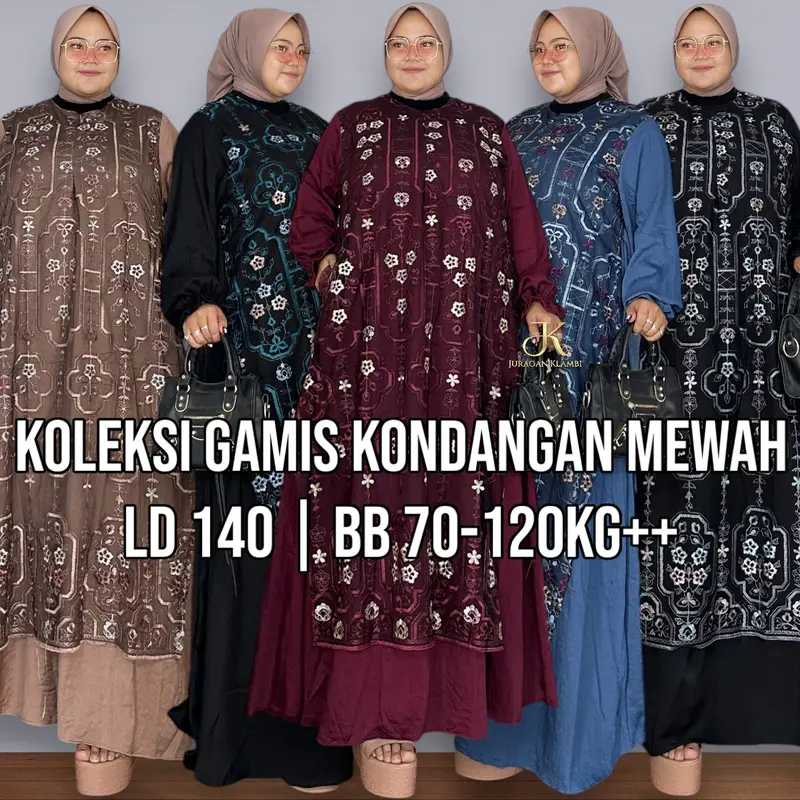 Gamis Brukat Tille Pololinen Jumbo LD 140+ Estimasi BB 70-120KG++ Kondangan Lebaran Mewah Free Bros | Juragan Klambi Muslim Wanita Maxi 8