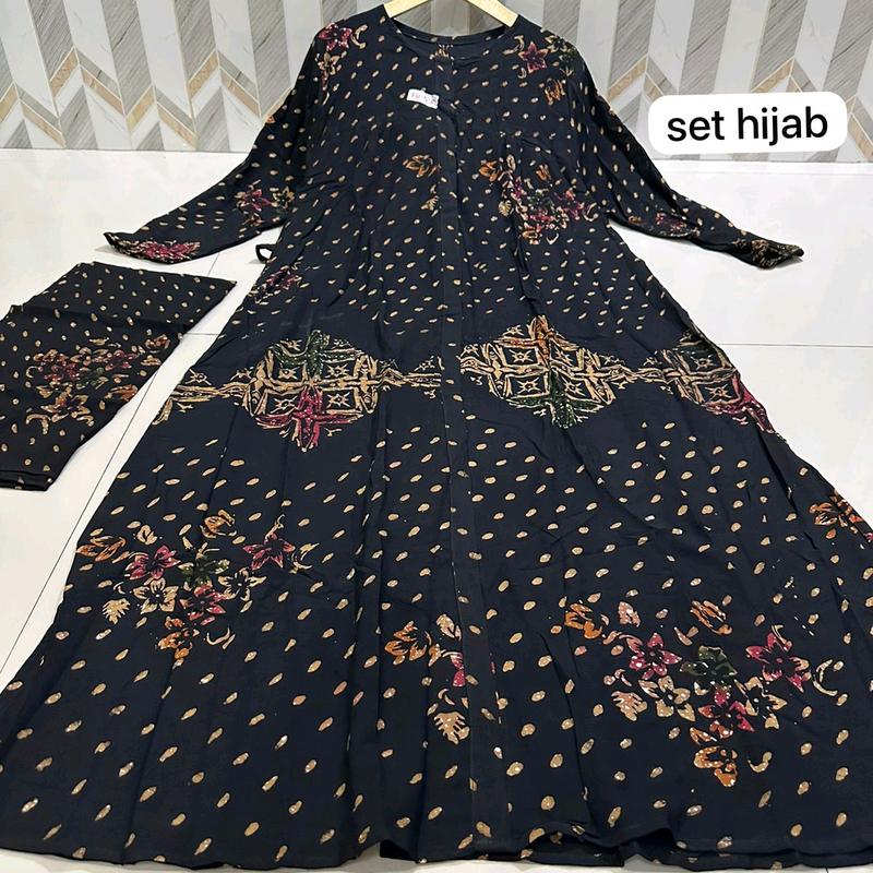 gamis set hijab sogan pom pom terbaru terbestseller 1