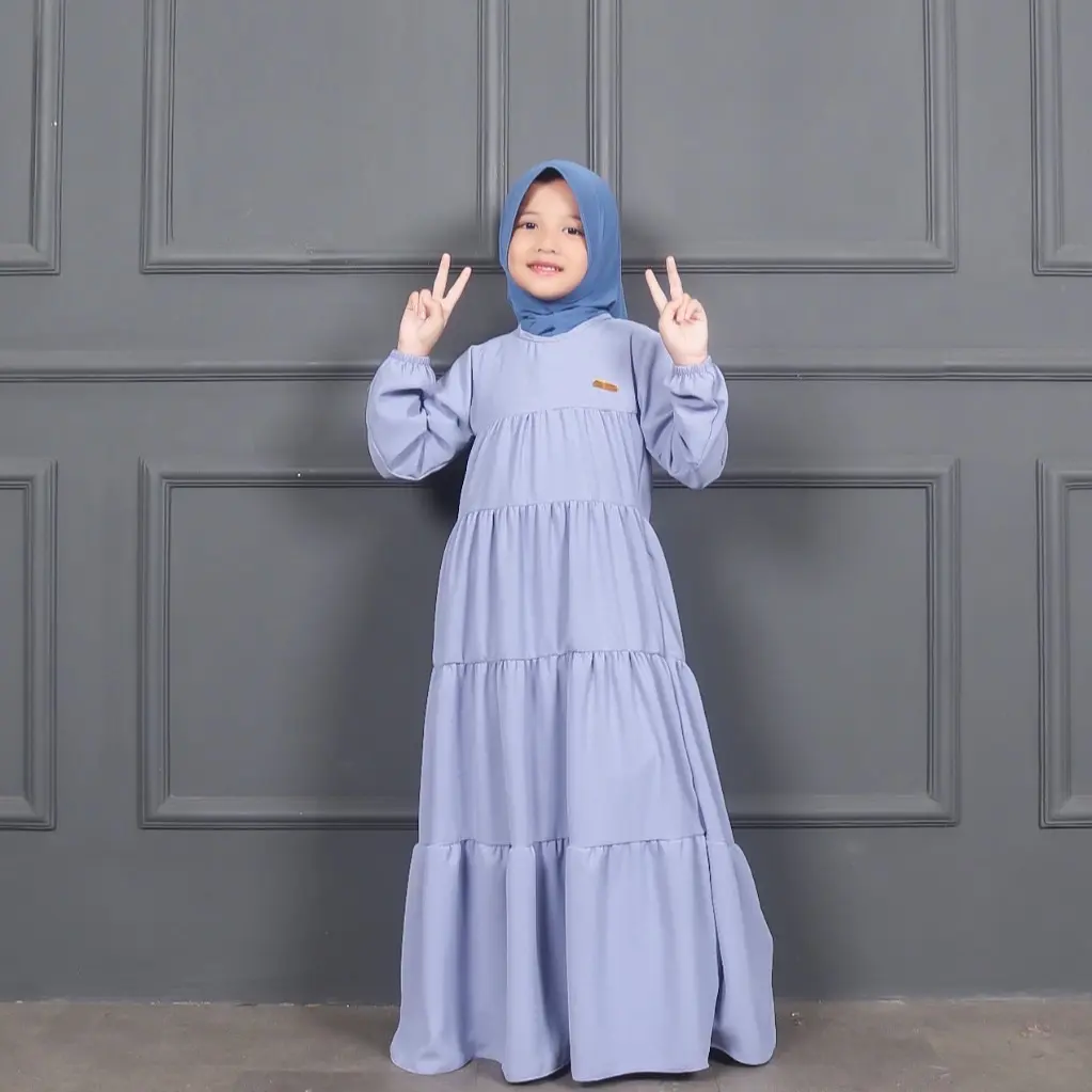 Ziva dress muslim kringkle gamis anak perempuan terbaru Crinkle Airflow Panjang