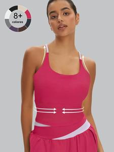 Sujetador deportivo para mujer de color liso con tiras cruzadas, top cami corto cómodo y duradero, ropa deportiva para mujeres para uso interior y exterior, ropa de gimnasio