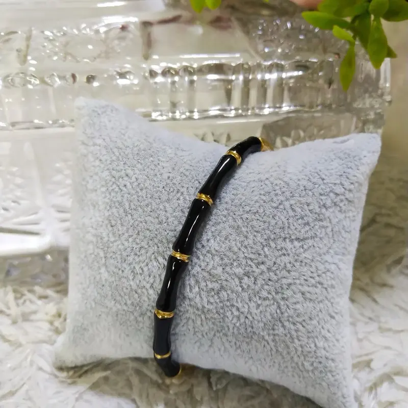 Gelang Bangle Titanium Motif Bambu Keramik - Perhiasan Pengganti Emas - Perhiasan Wanita - Aksesoris Wanita 3