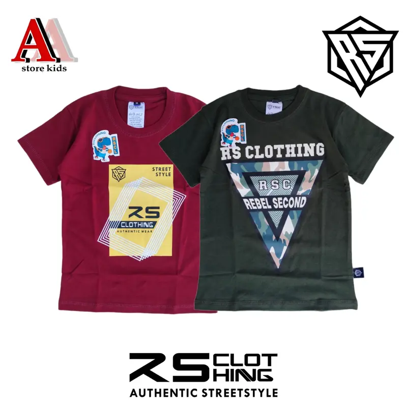 Baju Anak Laki Laki 2pcs Umur 4-14 tahun Bahan Katun / Paket 2pcs Kaos distro Anak 2