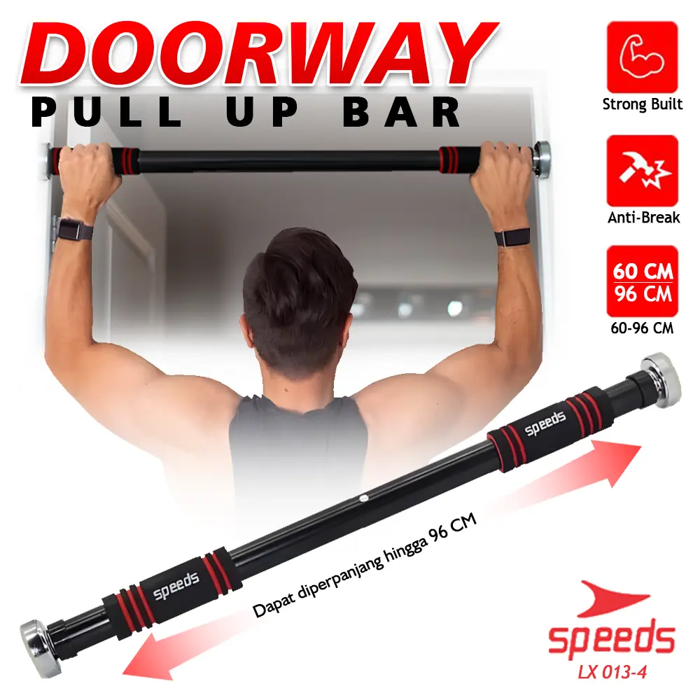 Speeds Pull Up Bar /Chin Up /Iron Gym / Alat Fitness Scapula Doorway Door Bar 013-4