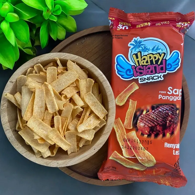 Paket Mini Mix Komplit Happy Island Snacks isi 15pcs, Cemilan Chryspy dan Nikmat Rumput Food Makanan 0