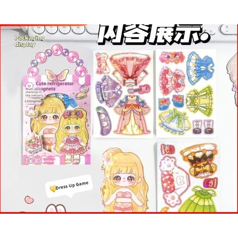 Hình dán trang phục từ tính, chủ đề công chúa Đồ Chơi Hình Dán Cho Trẻ Em Hình dán tủ lạnh từ tính, tự làm Đồ chơi Trang phục cho bé gái Decor Decor Phòng