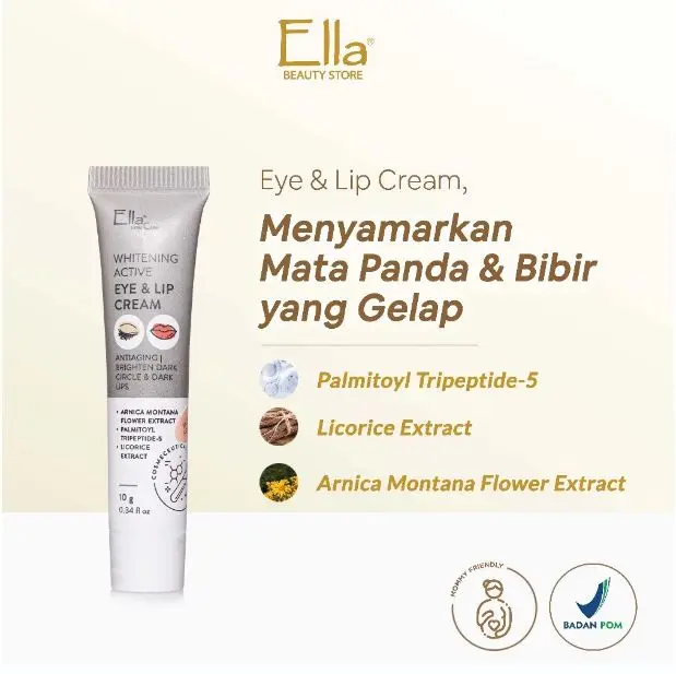 Ella Skincare Eye & Lip Cream Formula 2 in 1 with Whitening Active - Mencerahkan Mata Panda & Bibir yg Gelap 0