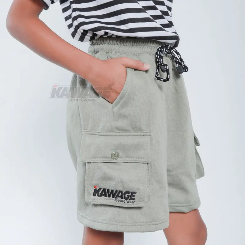 kawage celana cargo pendek anak laki laki celana pendek unisex usia 8-14 tahun bahan pleece tebal 4