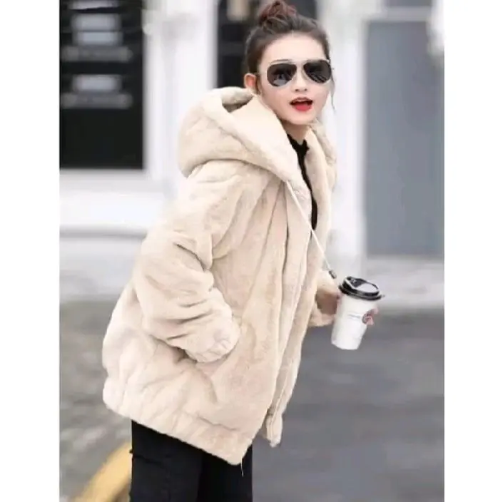 jaket bulu sherpa wanita flufy hangat tebal our color korean style import aw Dewasa Remaja Lembut Oversize Panjang Zipper 2