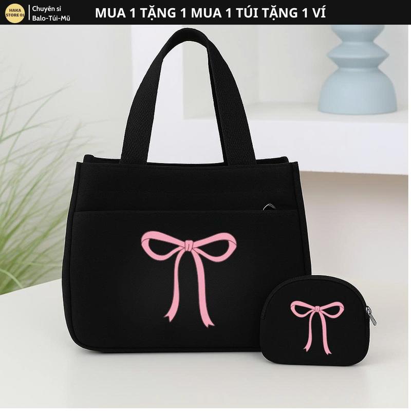 [Mua 1 tặng 1] Túi xách mini đa năng đựng vừa hộp cơm mỹ phẩm bằng vải xách tay tiện lợi có khoá miệng - Nữ - Bag-Tặng ví cầm tay Tote Chữ Nhật Hình Chữ Nhật, HAT137, HAT131, HAT139, HAT123