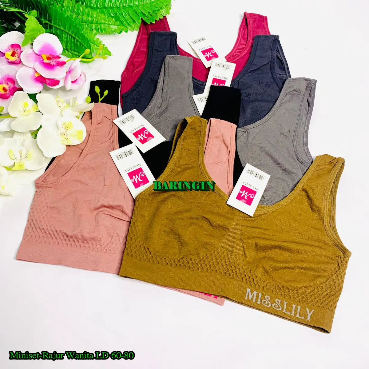 Miniset Rajut Misslily-Isi 3,6&12 Pcs-Miniset Bra Remaja-bra sport Wanita Olahraga Bh