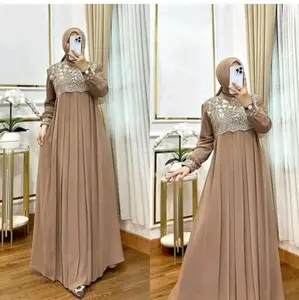 BAJU GAMIS wanita dewasa brukat terbaru Muslim Mewah Lebaran