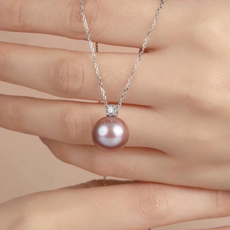s925 sterling silver plated with 18K gold Haitong purple simple necklace x0104 1