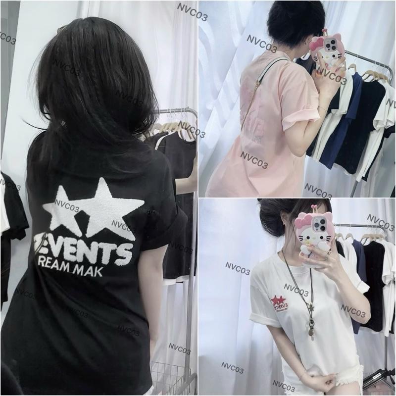    NVC03   Áo phông hoạ tiết thêu xù ngôi sao 5 cánh siêu hot chất cotton 2c định lượng 250 dày dặn đứng form chuẩn mẫu 