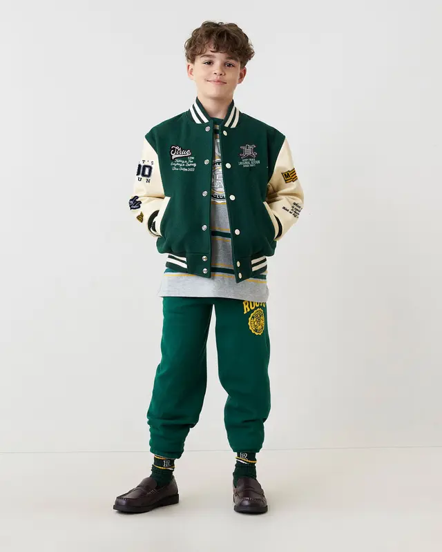 Jaket Varsity Anak Usia 2 - 15 Tahun Teks Full Bordir / Jaket Baseball Anak Bordir Terbaru Fleece Keren Panjang Logo Bordir Nyaman Tebal jaket vintage anak 2