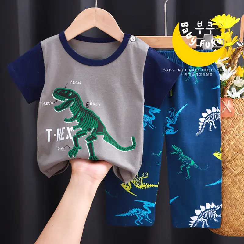 Baby.Fuku Setelan Lengan Pendek Celana Panjang Baju Anak Bayi Piyama Anak Kaos Import Katun 3