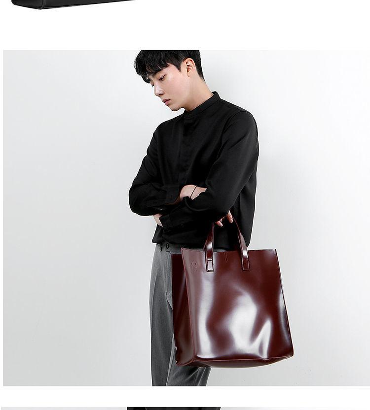 Product Introduction of 2023 Single Shoulder Crossbody Tote Bag Simple and Stylish Casual All-Matching Men's Bag Large Capacity Square Vertical Tote 8