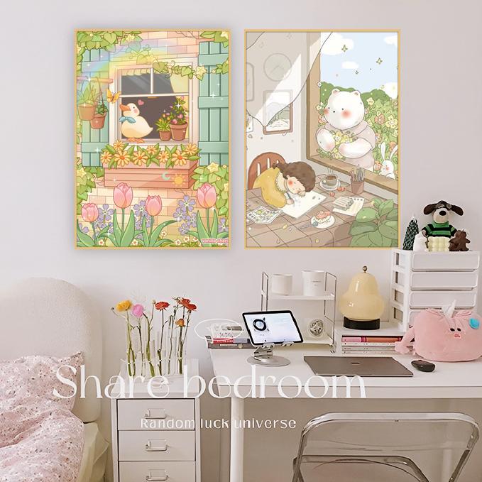  Bộ Tranh Đính Đá KS Tự Làm Bộ Kim Cương 5D Kim Cương Đầy Đủ Thích Hợp Cho Phòng Khách Tranh Thêu Chữ Thập Phòng Ngủ Phòng Ăn Đồ Trang Trí Nhà Cửa 30x40cm Thiết Kế Vịt Con Nhìn ra Cửa Sổ 